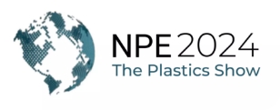 Badge with globe on left and 'NPE 2024, The Plastics Show' on the right